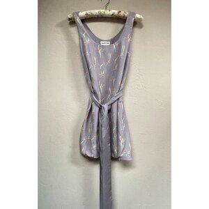 Anthropologie Partimi Women Grey Floral Silk Sleeveless Bubble Mini Dress Size 0